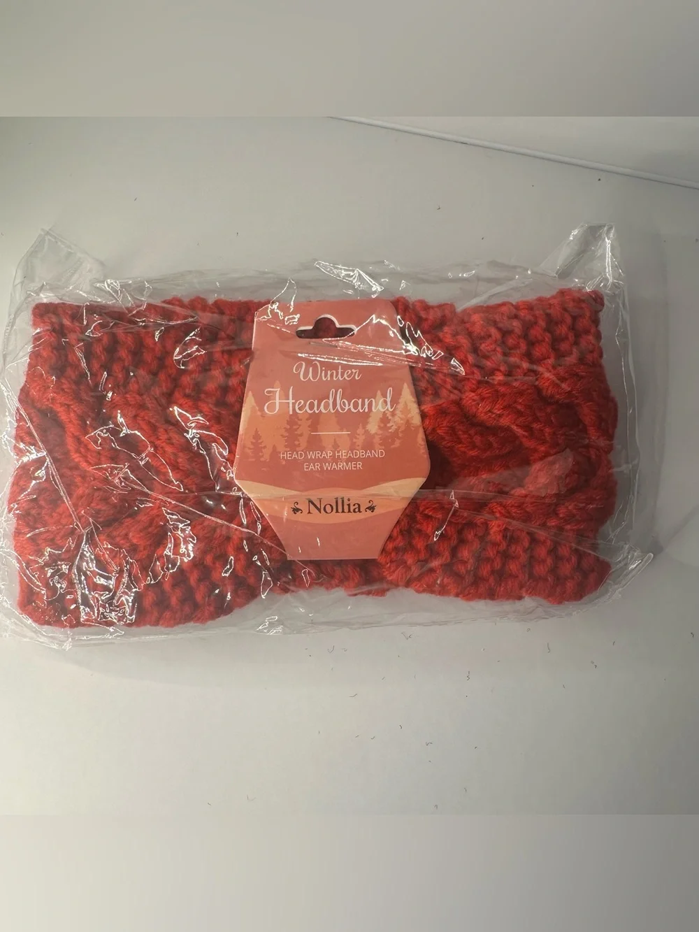 NWT Nollia Cable Knit Winter Headband Ear Warmer Red One Size